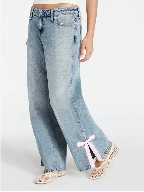 No Boundaries Denim - New! No Boundaries Side Bow Baggy Wide Leg Jeans Womens Size 8